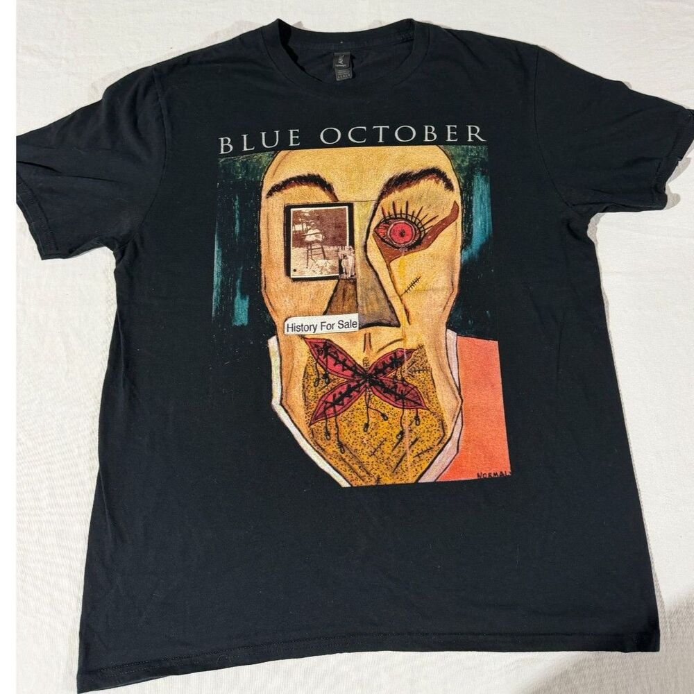 Blue October History For Sale Tee L Black Band Shirt Lyrics Back Print Emo Rock